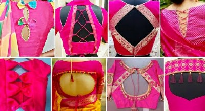 100 + New Pink Blouse Designs Back Neck Blouses