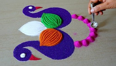 Independence Day Peacock Rangoli Designs New