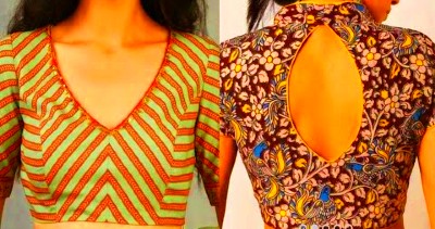 New Simple Cotton Saree Blouse Neck Patterns