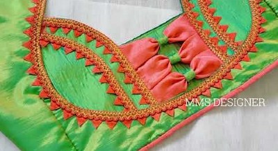 New Beautiful Silk Saree Trending Back Neck Blouses