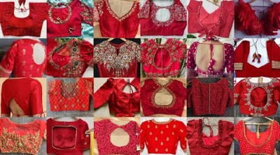 New Red Color Back Side Designer  Blouses